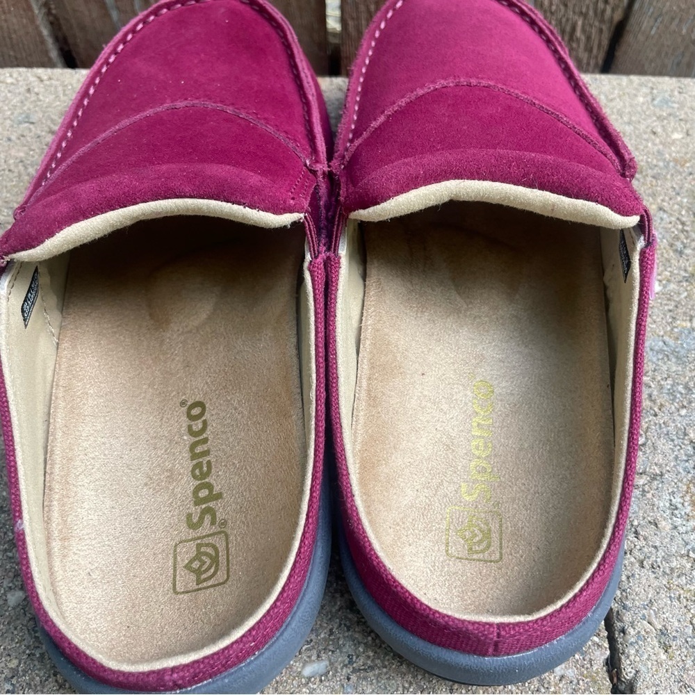 SPENCO Women’s Burgundy Slip-On Clogs Moccasin Loafer Slipper Size 5.5 - Picture 5 of 10